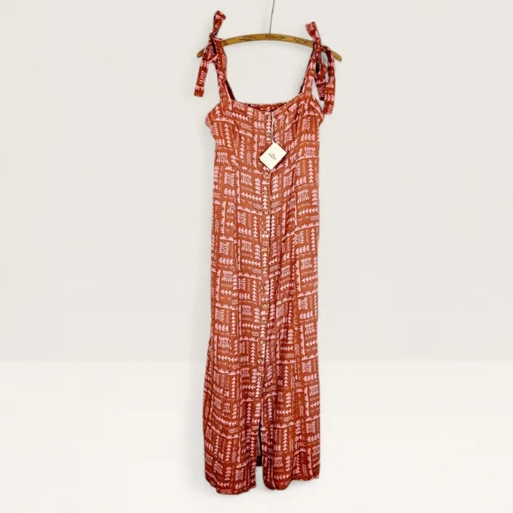 NWT FAHERTY x Anna Kahalekulu Artist Series Vintage Wash Linen Maxi Sun Dress S - Picture 3 of 13